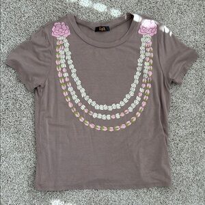 Blush Pink lei tee - Floral Necklace Graphic T-Shirt - Pink & Cream Accents
